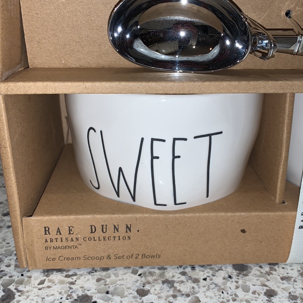 Rae Dunn “Sweet & Yum” Bowls w/Ice Cream Scoop - Picture 2 of 4